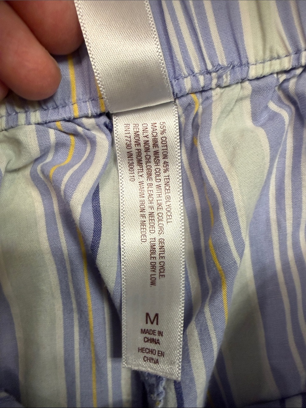 Gilligan & O'Malley Blue and light Sea foam green Striped Pajama Shorts - Picture 4 of 4